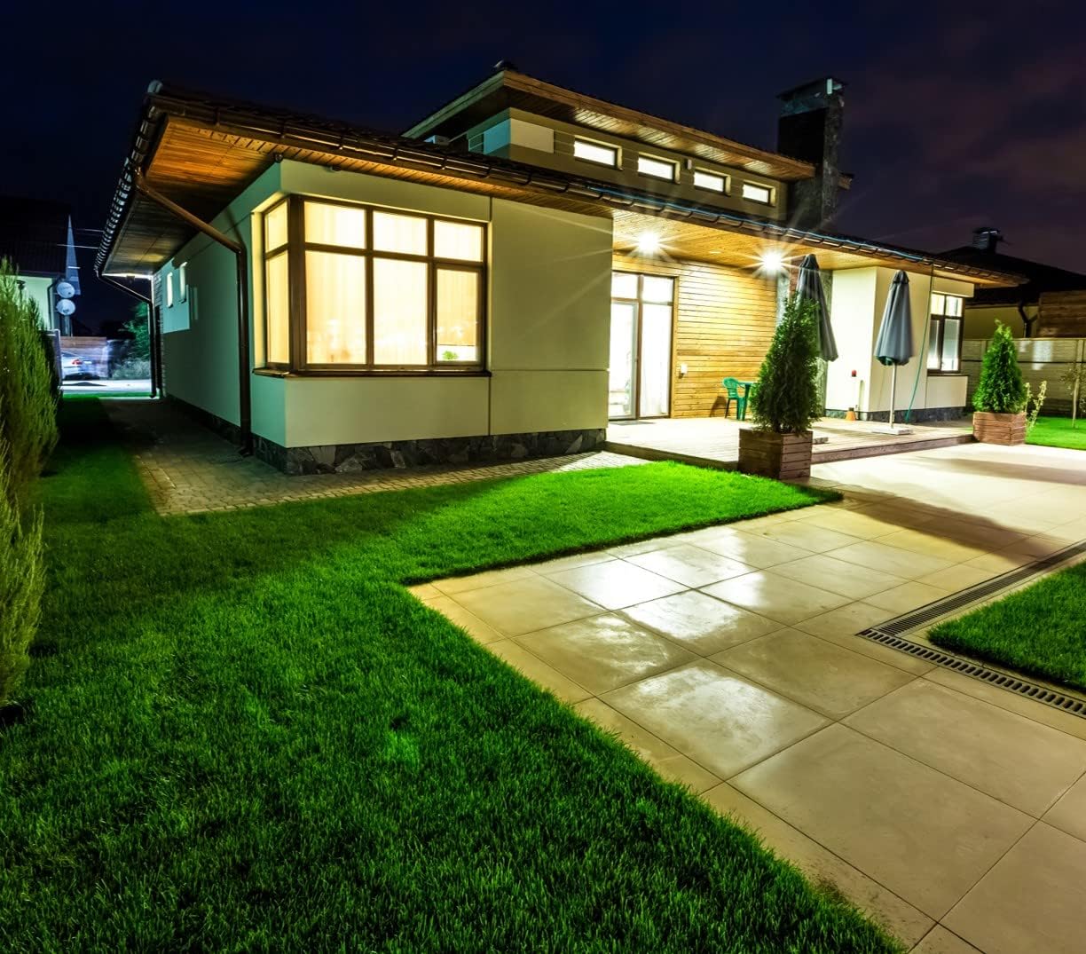 4lite LED Security Floodlight installed on a house exterior at night