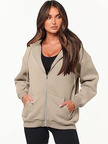 Miniatura 7 de ANRABESS Sudaderas con capucha y cremallera para mujer, de manga larga, sudaderas de gran tamaño, forro polar Y2K, con bolsillos, ropa de otoño