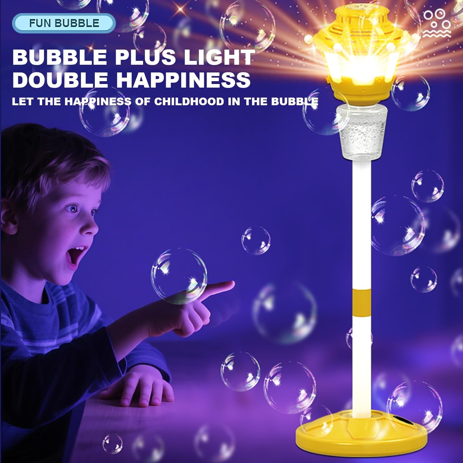 2 Pack Street Lamp Bubble Machine with Light and Music, Rechargeable Outdoor Summer Bubbles Toys for Kids & Adults, Bubble Blower and Wand Toy, Birthday Christmas Party Gifts for Toddlers Teens