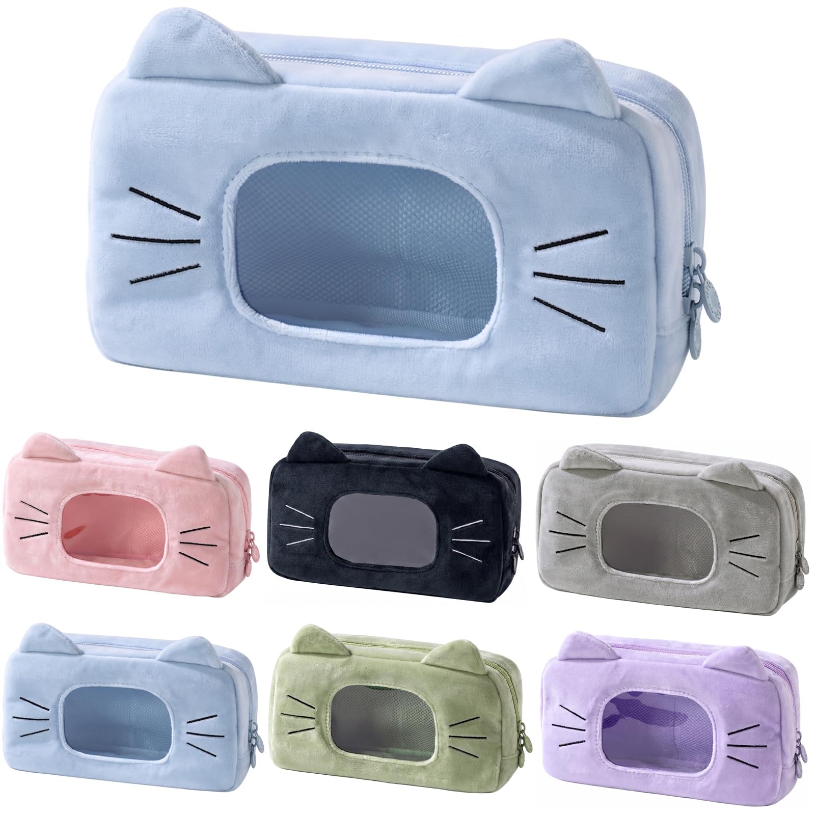 Vinuwu Large Pencil Case Cute Pencil Case Organizer Big Capacity (Blue)