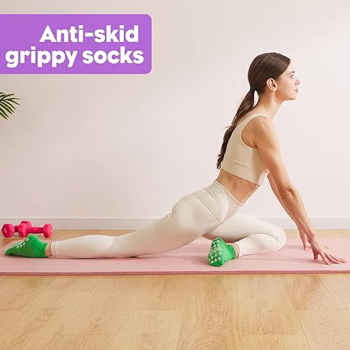 Miniatura 5 de 12 pares de calcetines de agarre de pilato para mujer, calcetines de yoga antideslizantes con agarres, calcetines de hospital, calcetines de tobillo