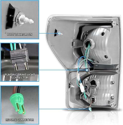 Miniatura 6 de AmeriLite Para Toyota Tundra Pickup 2007-2013 Negro oscuro LED completo Tubo de doble tipo C de repuesto luces traseras lámpara de freno