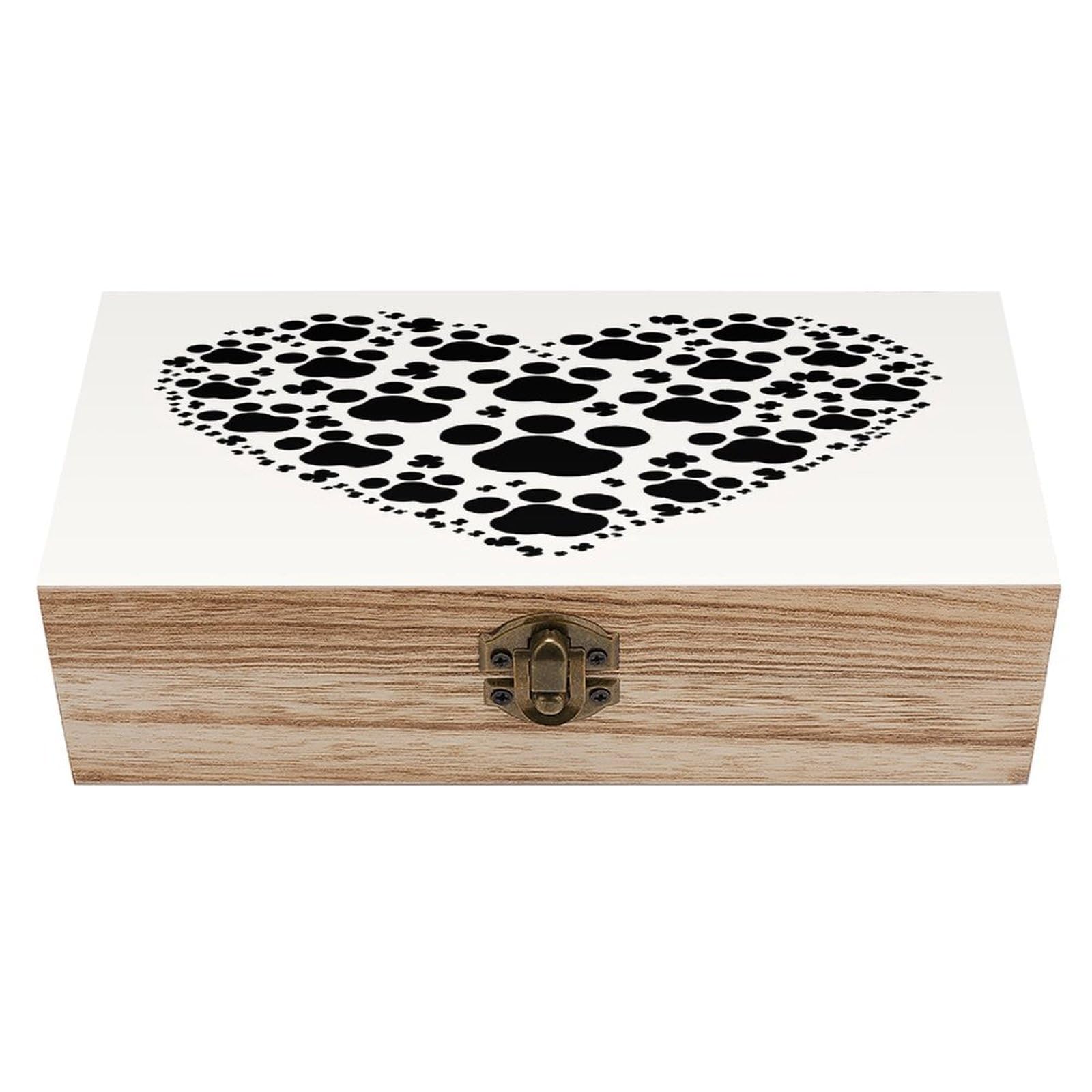 Anceky Dog Paw Print Love Heart Wooden Storage Box,Decorative Jewelry Case Wood Box with Hinged Lid Exquisite Wood Boxes Decorative Wooden Keepsake Box for Crafts And Photo Storage