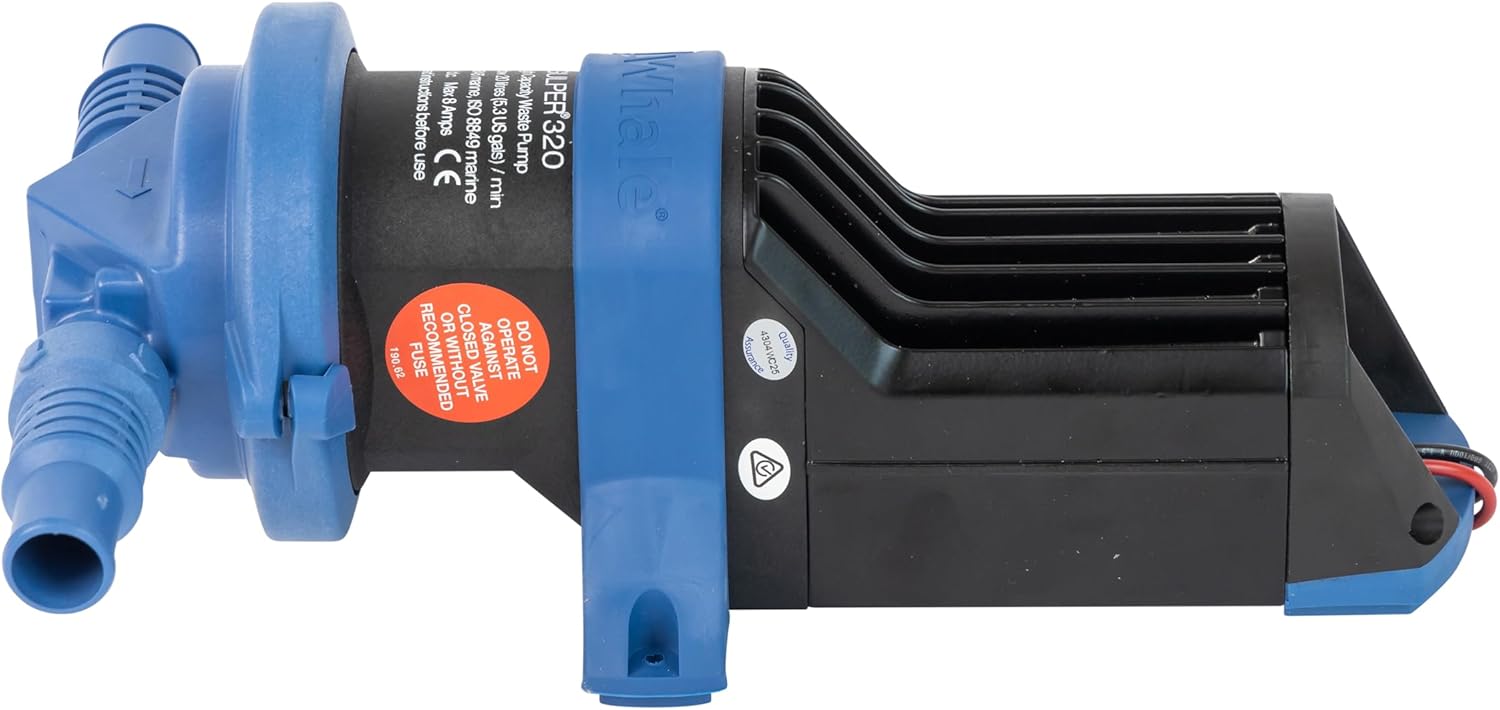 Whale Gulper 320 High Capacity Graywater Waste Pump, 5 GPM, Handles Waste From Multiple Drains - No Filters, Non Clog