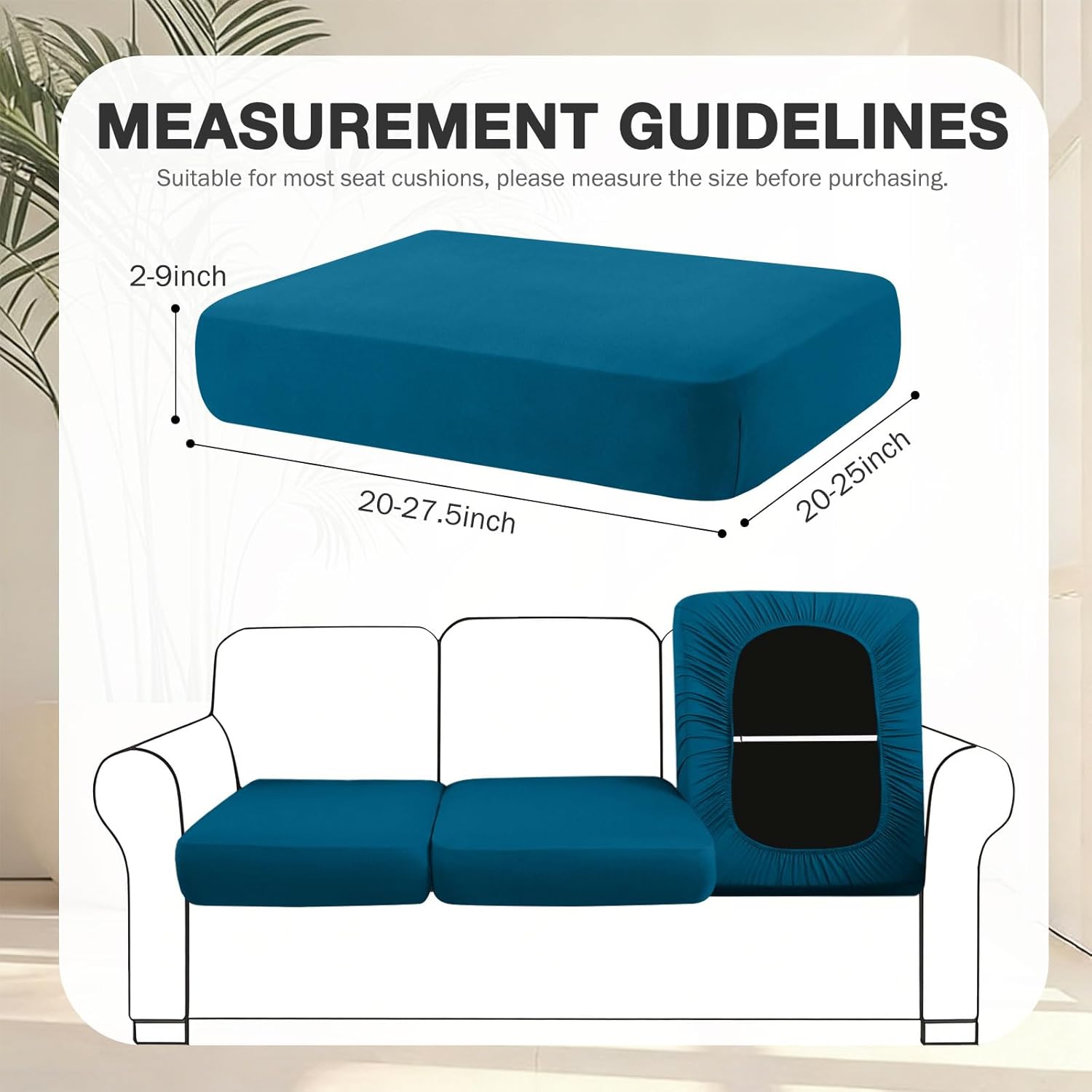 hyha 8Pcs Patio Cushion Covers, Stretch Outdoor Couch Cushion Covers, Washable Outdoor Chair/Sofa Slipcovers for Patio Furniture Cushions Protector with Elastic Bottom(Peacock Blue,Cover Only)