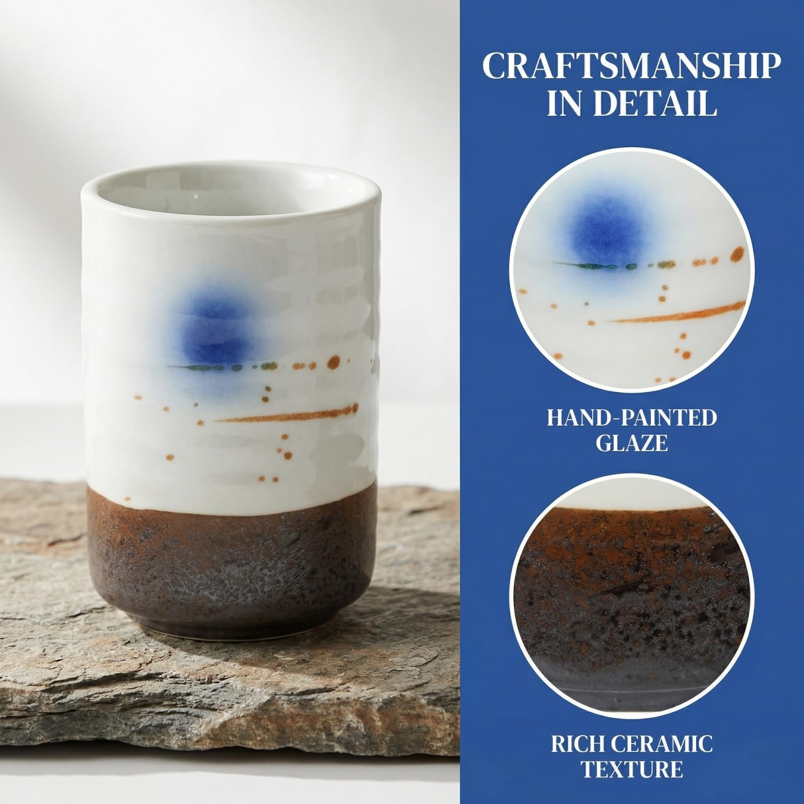 iplusmile Japanische Teetasse Aus Keramik, Handbemalter Teebecher Für Grünen Tee, Mikrowellen- Und Spülmaschinenfest, Dekorativer Wasserbecher Für Zuhause Und Büro