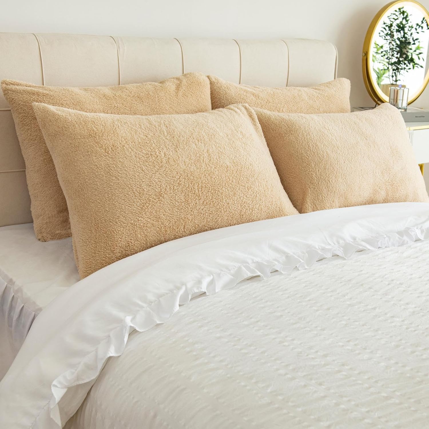 OHS Teddy Bear Pillowcases 4 Pack, Luxury Pillow Cover Fluffy