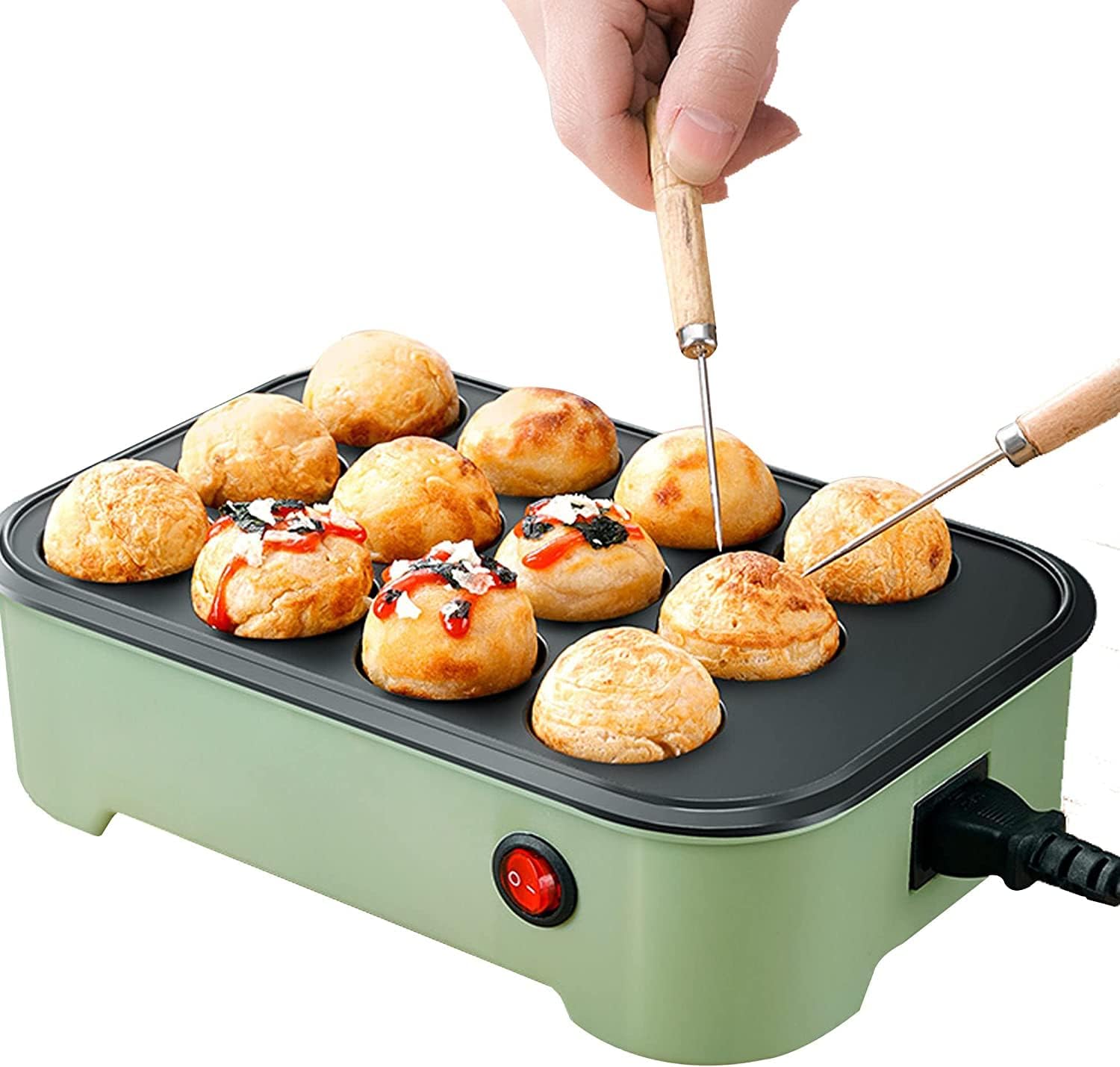 Tuklye Takoyaki Maker 12 Holes Electric Takoyaki Pan 220V Octopus Ball