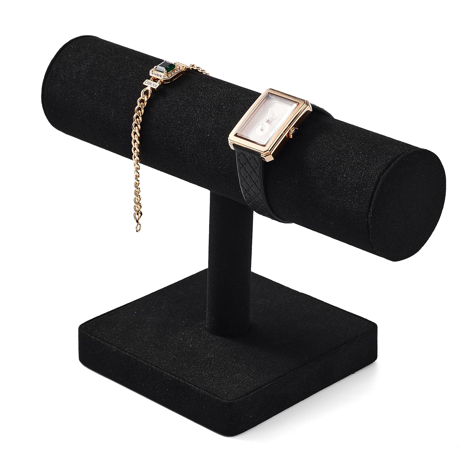 Support de montre de luxe Oirlv en microfibre noire et barre en T