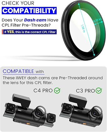 IIWEY C4 PRO 4-CH Dash Cam & CPL Filter