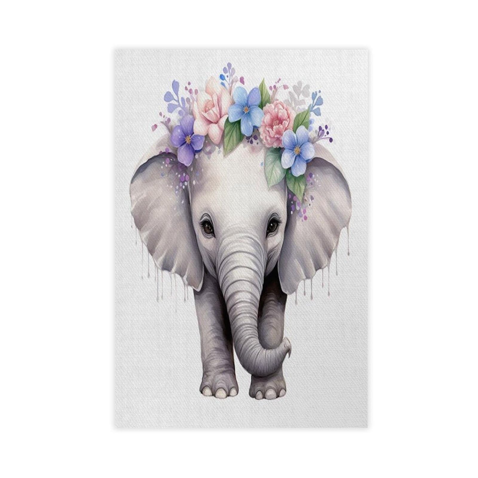 Bareronor Watercolour Elephant Poster Canvas Poster Bedroom Decor Landscape Office Room Decor Gift 24" L X 36" W