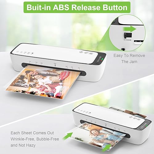 Miniatura 7 de Máquina laminadora de 9 pulgadas de laminación térmica y paquete de 20 hojas de laminación de 8.5 x 11 pulgadas, bolsas de laminación térmica