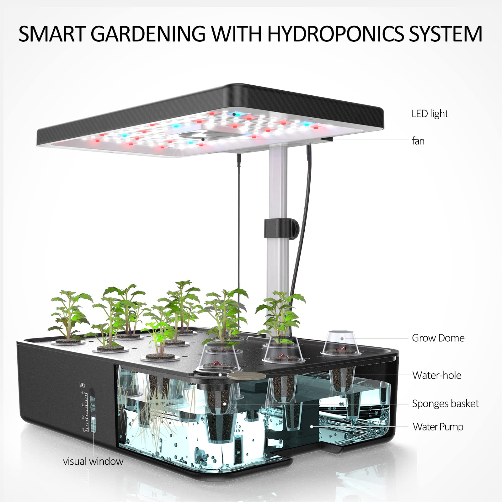 Buy iDOO 12Pods Hydroponics Growing System, Indoor Garden with LED Grow