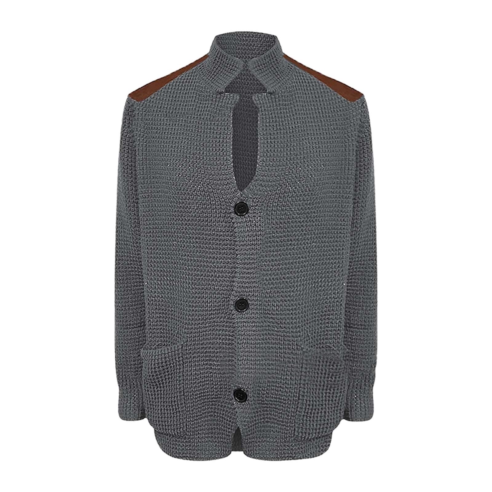 Cardigan Hombre Lana, Chaqueta De Lana para Hombre Manga Larga Cárdigan De Punto Trenzado Casual Cuello De Chal Abotonado con Bolsillos para Exterior El Ocio