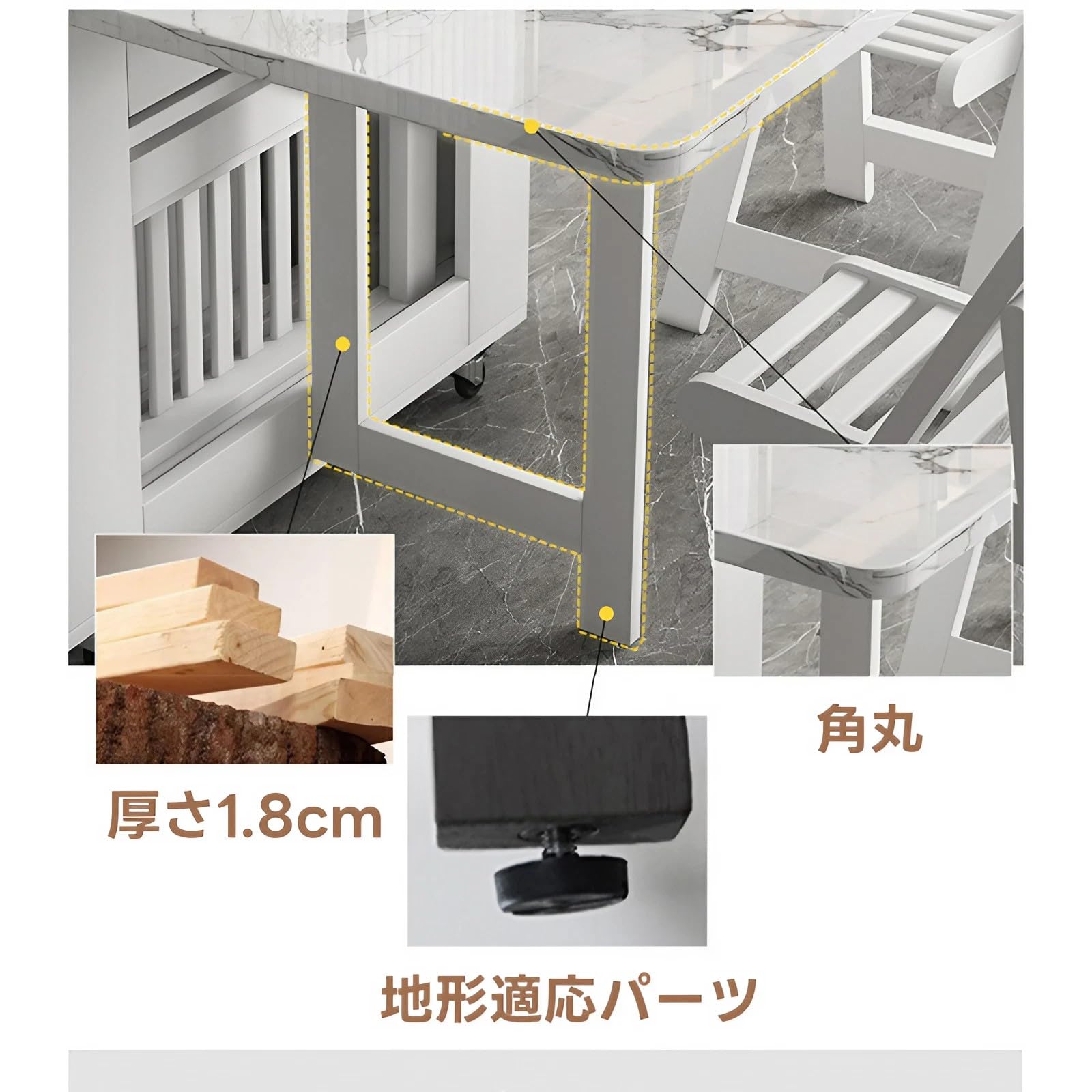 Amazon｜KAGUYASU ダイニングテーブルセット 移動式 折りたたみ 完成品