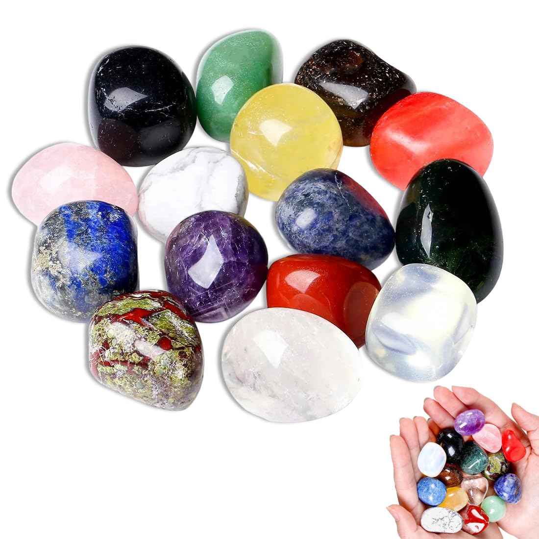 100g Mix Pietre Burattate Pietre Portafortuna Cristalli Naturali Pietre Decorative per Bambini in Sacchetto di Stoffa Colorato per Vasi Fontane Acquari (2–3 cm) (Colorato)