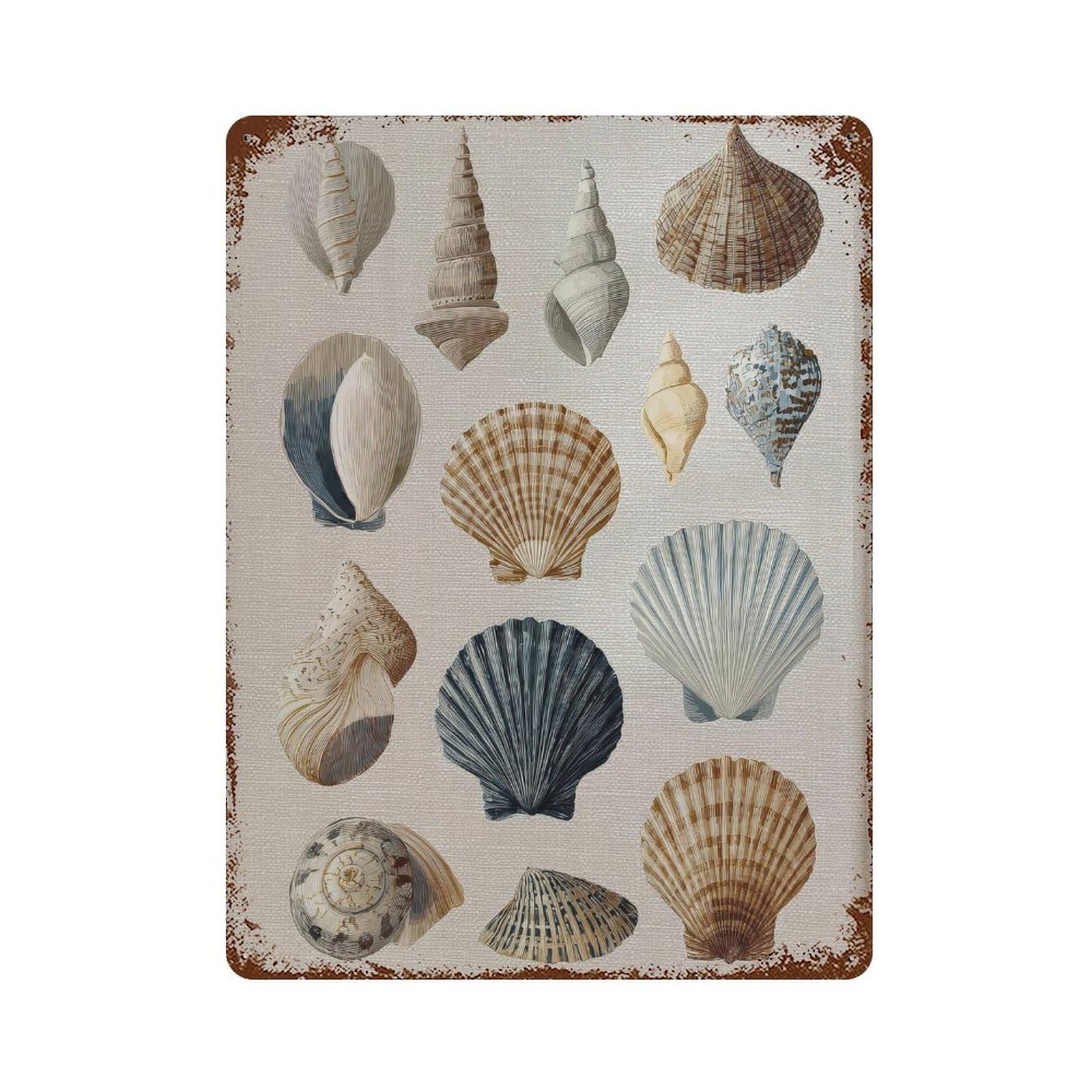 xiaoxiaoshen Seashells. Coastal Nautical Wall Decor Art Metal Tin Poster Modern Home Decor Art Home Bar Shop Decorations Vintage Sign 40x30cm