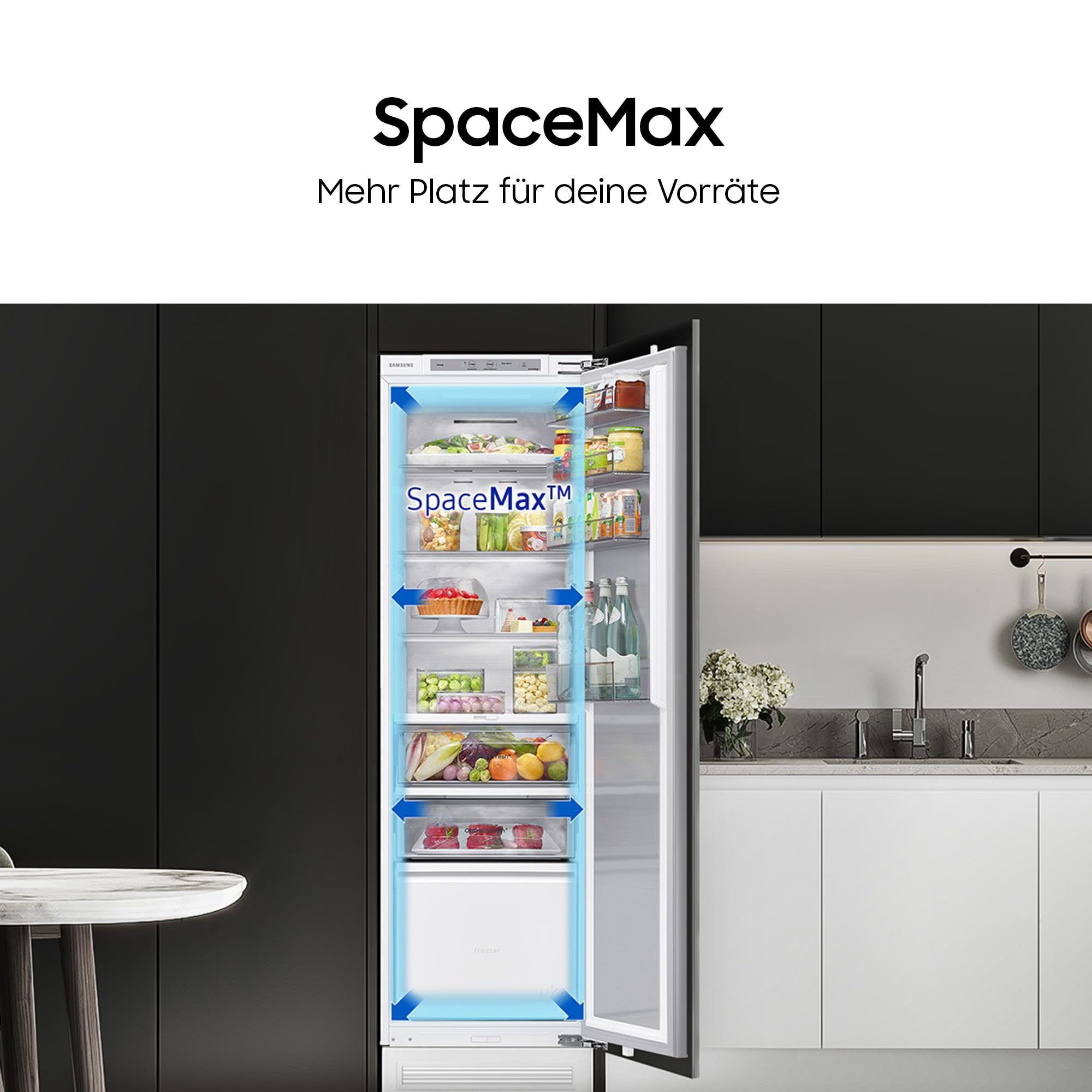 Samsung BRD27600EWW/EF Einbaukühlschrank mit Gefrierfach, 177 cm, No Frost+ Kühl-Gefrier-Kombination, Mit AI Energy Mode & SpaceMax für mehr Platz, Leise und energieeffizient, Mit Schlepptürtechnik