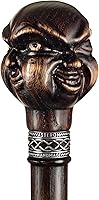 Vista 3 de Bastón de madera tallado único para hombres y mujeres, Buda - Elegante bastón de madera hecho a mano