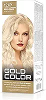 Coloração Capilar Gold Color 12.89 Louro Claríssimo Pérola Cendre- Vegana com Óleo de Marula, Brilho Intenso e Cobertura dos Cabelos Brancos