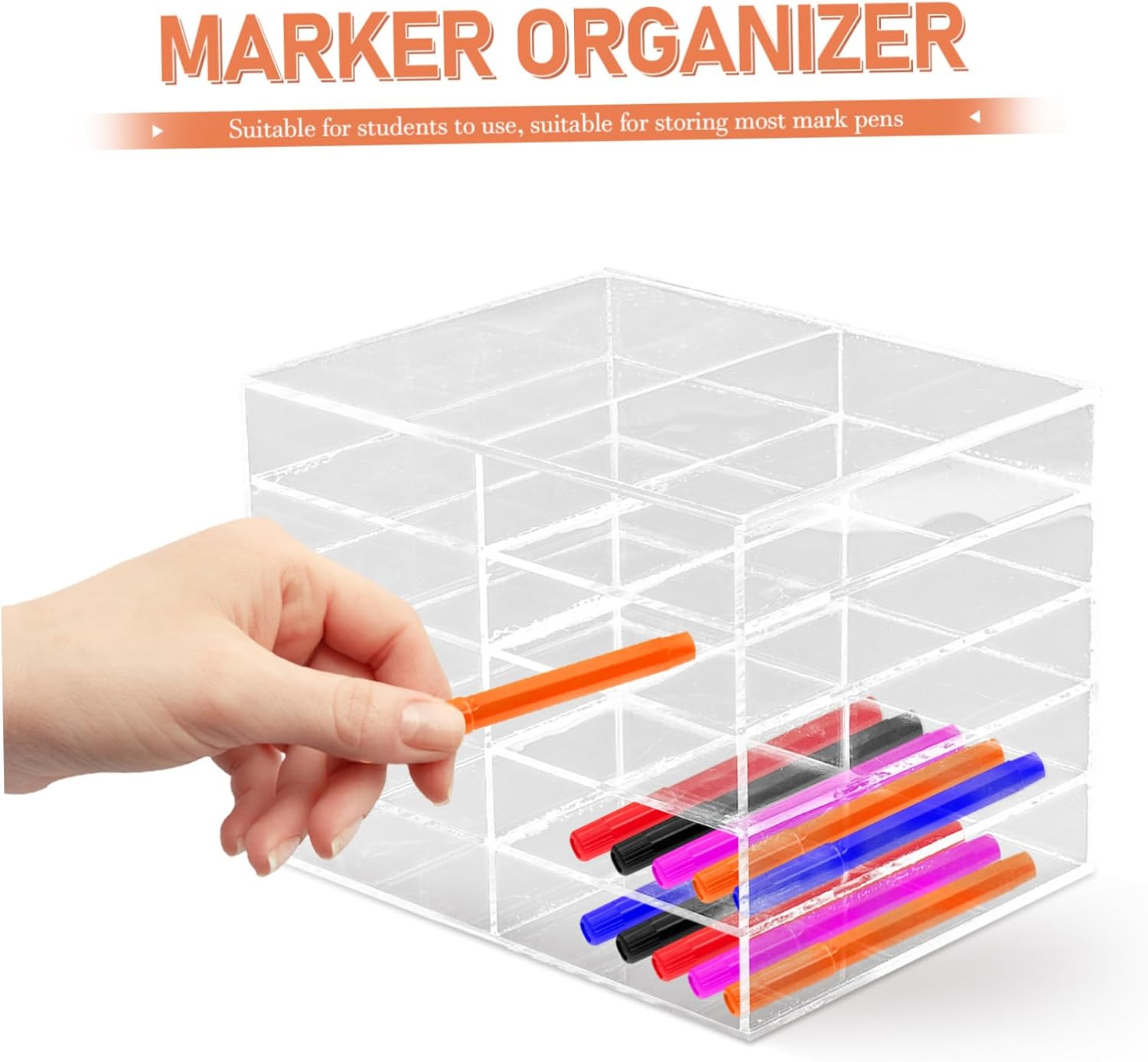 Sewroro Marker Storage Stand Table Pen Holder Student's Acrylic Marker Organizer School Desk Accessory