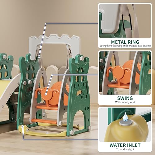 Miniatura 4 de UNICOO - Juego de tobogán y columpio para niños pequeños, 4 en 1 para interiores y exteriores, combinación de escaladortobogáncolumpioaro de