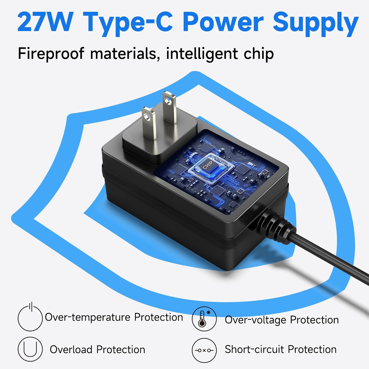 Smraza 27W USB-C Power Supply Compatible with Raspberry Pi 5, PD Adapter 5.1V 5A Power Supply Type-C Power Adapter for Raspberry Pi 5 Model B 8GB/4GB (Black)