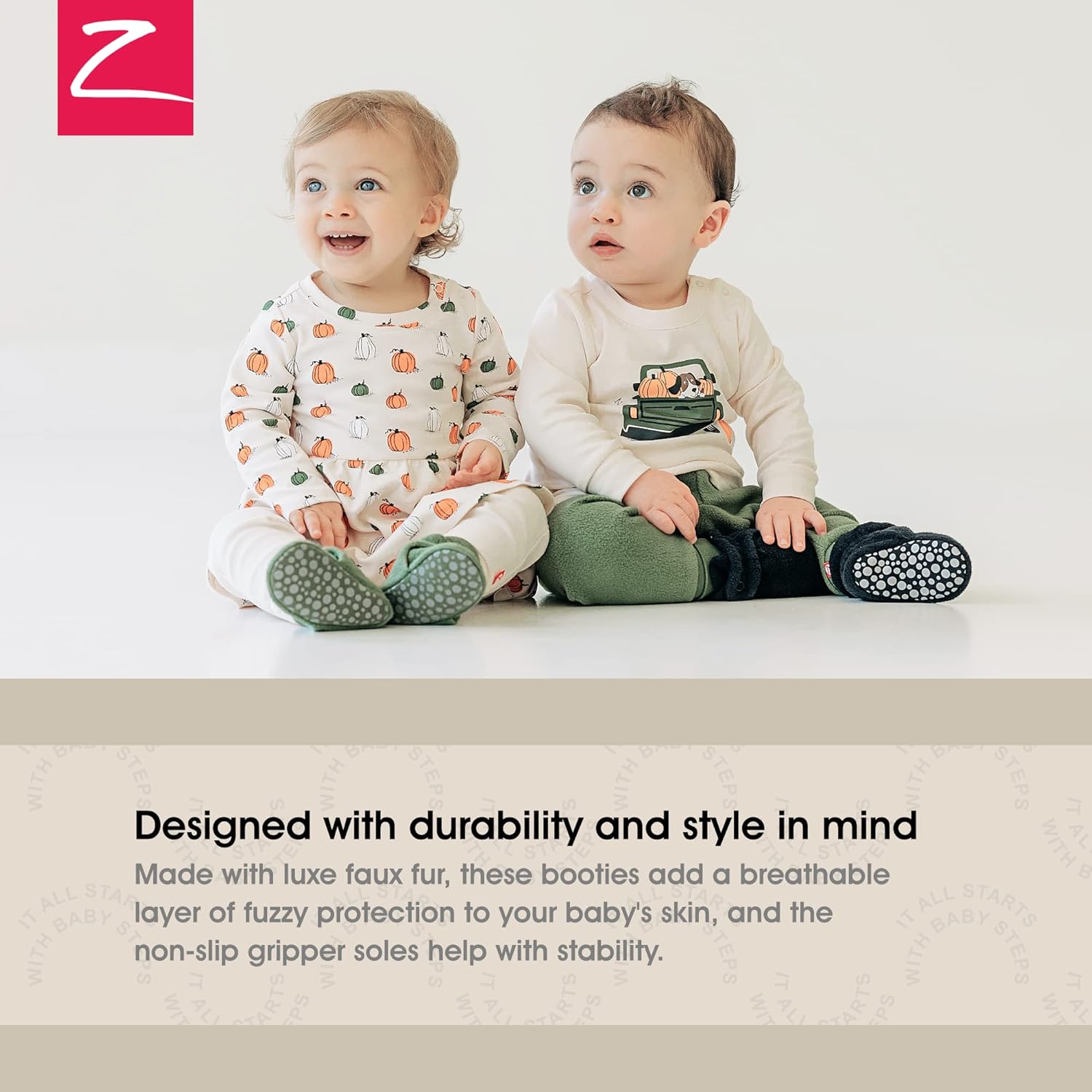 Zutano Unisex Furry Baby Booties with Grippers, Organic Cotton Lining, Baby Registry Must Haves - Image 2