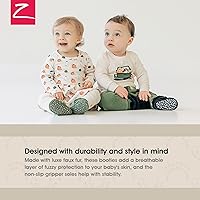 Vista 2 de Zutano Botines unisex peludos para bebé con agarraderas, forro de algodón orgánico, artículos imprescindibles para el registro de bebé