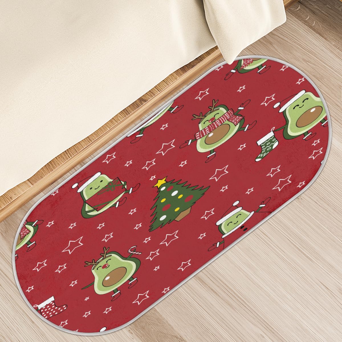 Tapis antidérapant de cuisine et chambre 50x120 cm à poils longs absorbant motif avocat