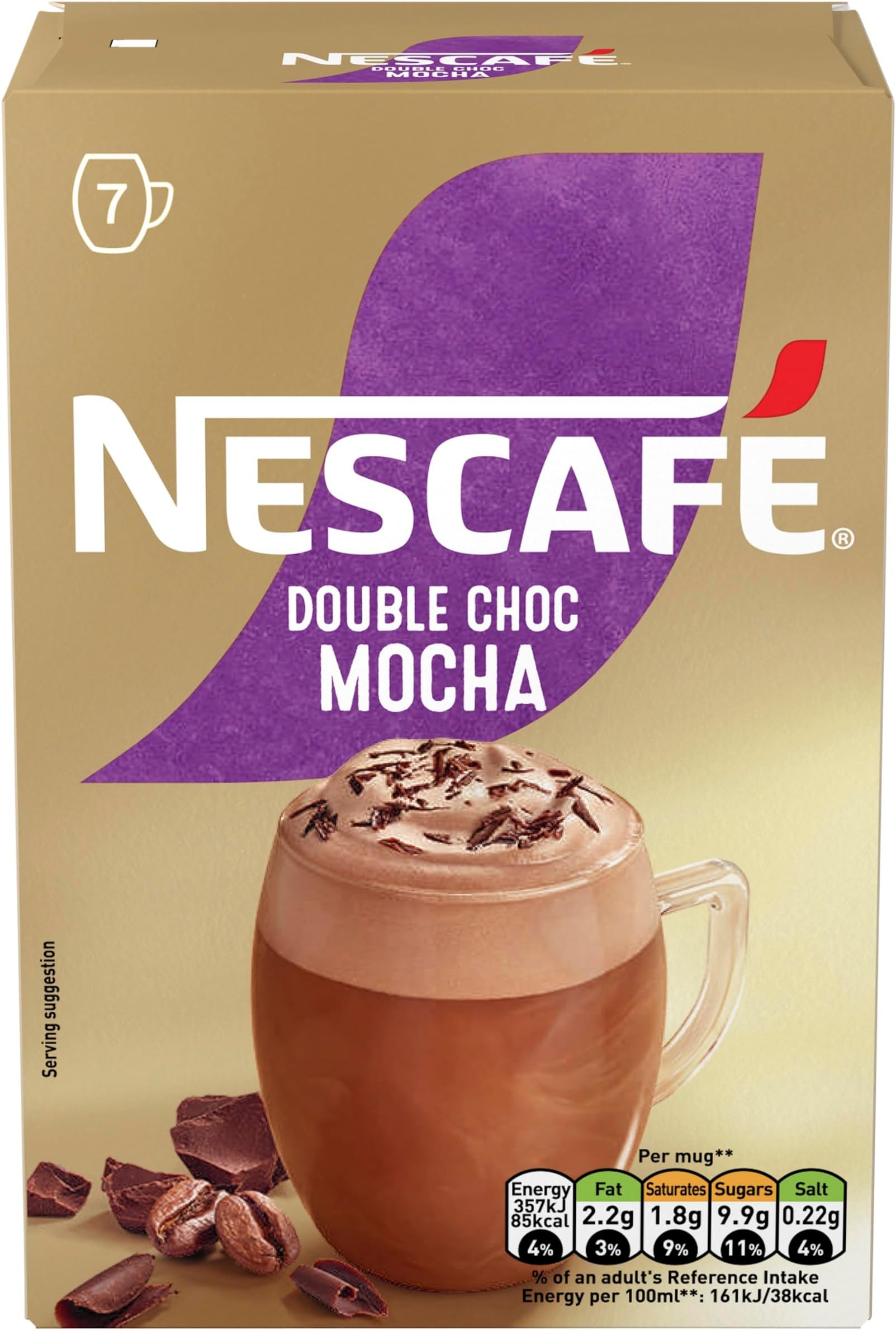Mocha Double Chocolate Instant Coffee 7 Sachets, 100percent Responsibly Sourced Coffee Pack of 1