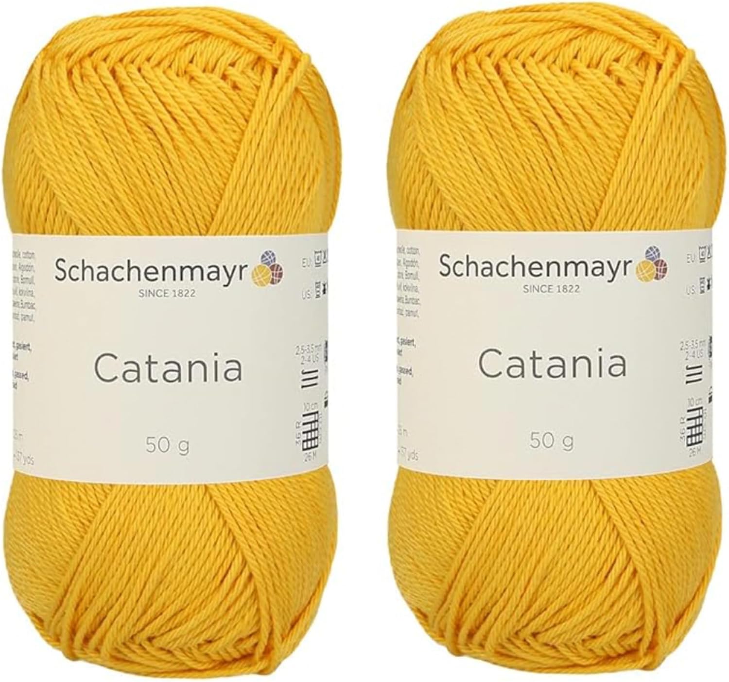 [ Set of 2 Skeins ] SMC Catania Originals 100% Mercerized Cotton Yarn, Total 3.52 Oz. Each 1.76 Oz (50g) / 136 Yrds (125 m) Amigurumi Yarn Fine-Sport 2 (130 Cream)