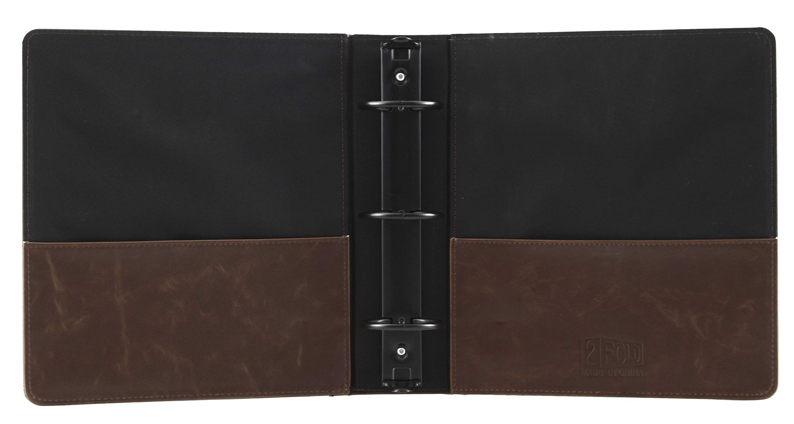 2Fold Supply Carpeta pequeña de 2 pulgadas, 3 anillas, 9.5 x 8 pulgadas, estilo vintage de piel sintética, se adapta a papel de cuaderno de 8.5 x 5.5 pulgadas, úsalo como organizador de papel