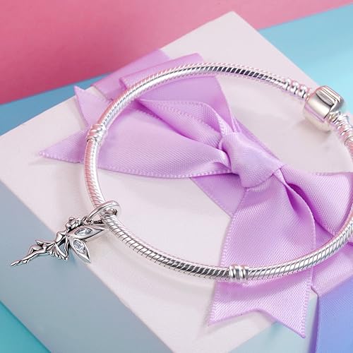 Miniatura 3 de BISAER Dijes colgantes de plata de ley 925 para pulseras, gatos, perros, perezosos, animales, mariposa, hada, corazón, colgante