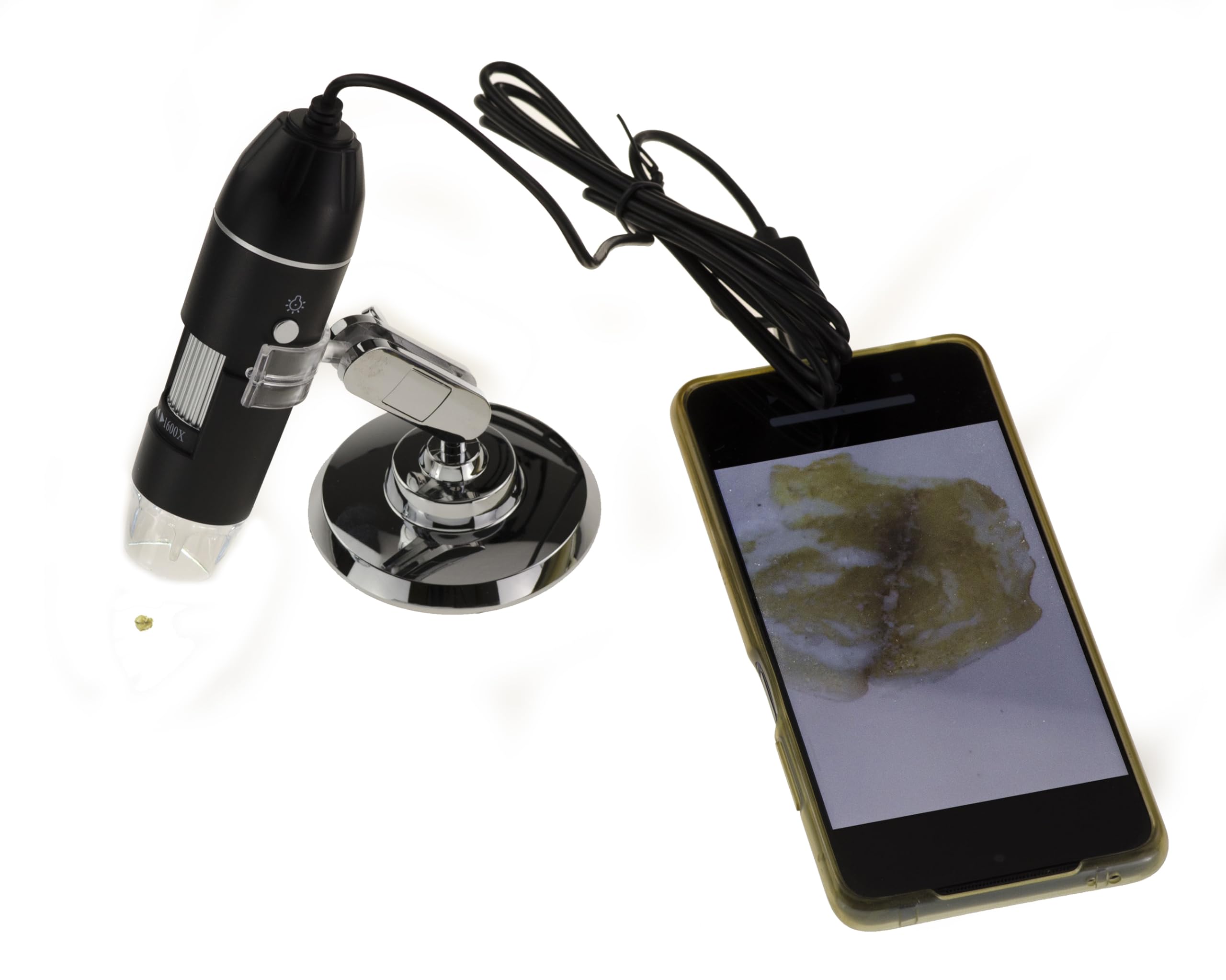 KALEA-INFORMATIQUE Microscopio digitale per PC, Mac o smartphone, ingrandimento da 1 a 1600x. Con illuminazione e registrazione di foto e video