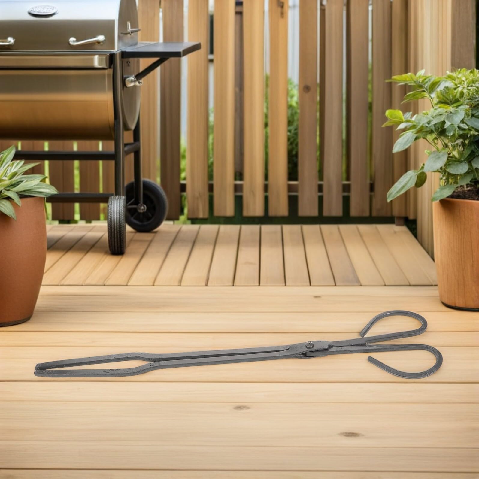 NUOBESTY Pince à Bois pour Cheminée Pince Fer Robuste pour Bûches et Charbon Multifonction pour Foyer Intérieur et Feu de Camp