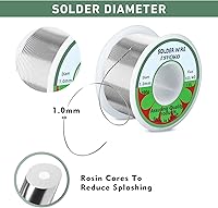 Vista 4 de SYOKO Alambre de soldadura de núcleo de colofonia de plomo de estaño 60/40 0.039 in 3.53 oz para soldadura eléctrica, alambre de soldadura