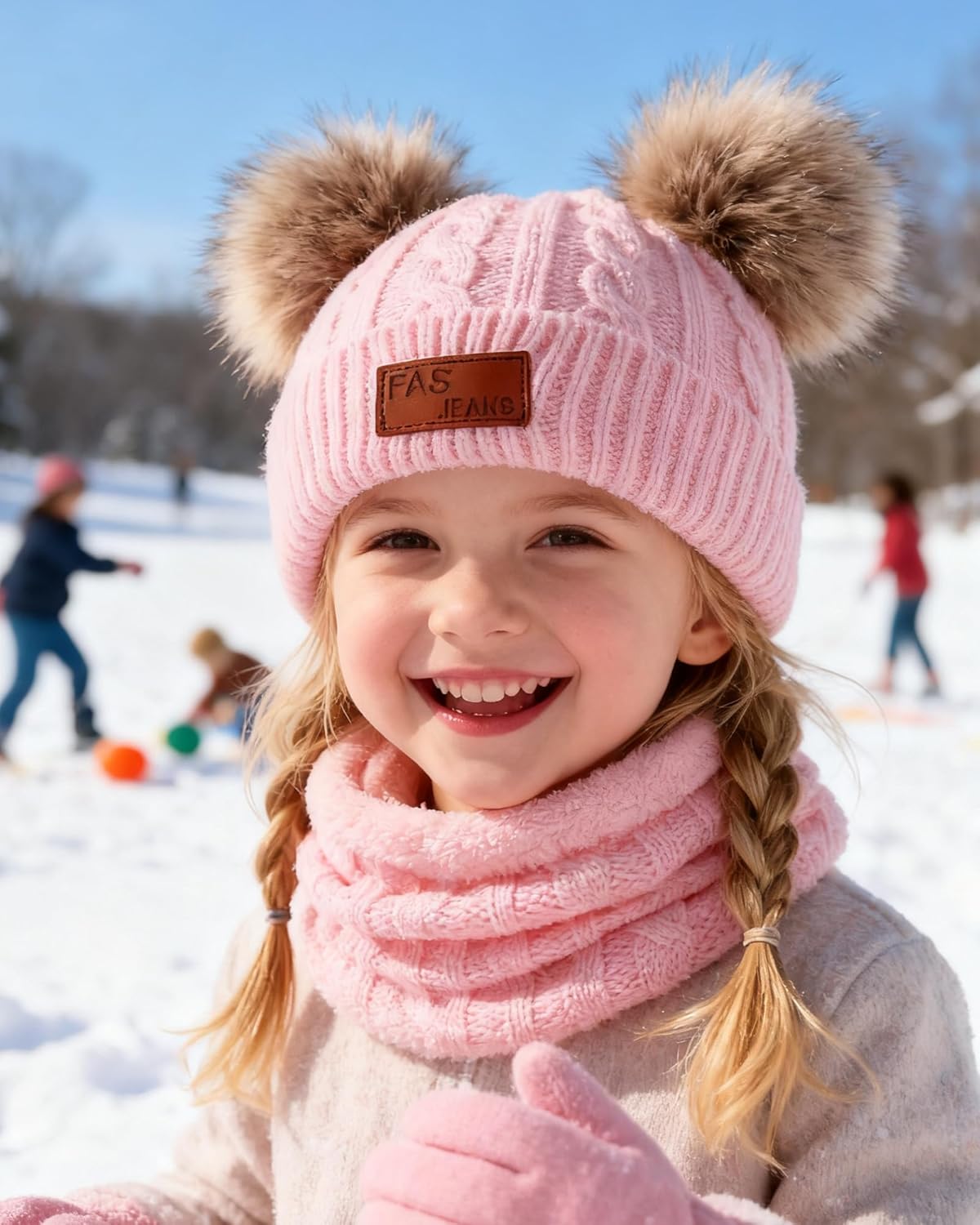 Winter Beanie Knit Hat Scarf Gloves Set for Kids Winter Warmth Hat Boys Girls Party Hat New Year's Gifts - Image 9