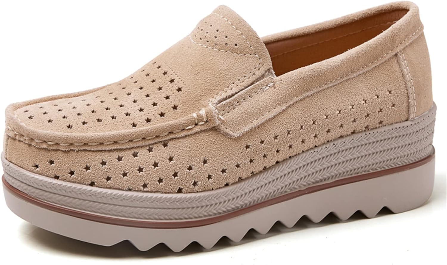 Veroders Women's Suede Platform Loafers Slip-On Comfortable Penny Wedge Loafers Thick Soft Walking Shoes for Dressy Casual Work
