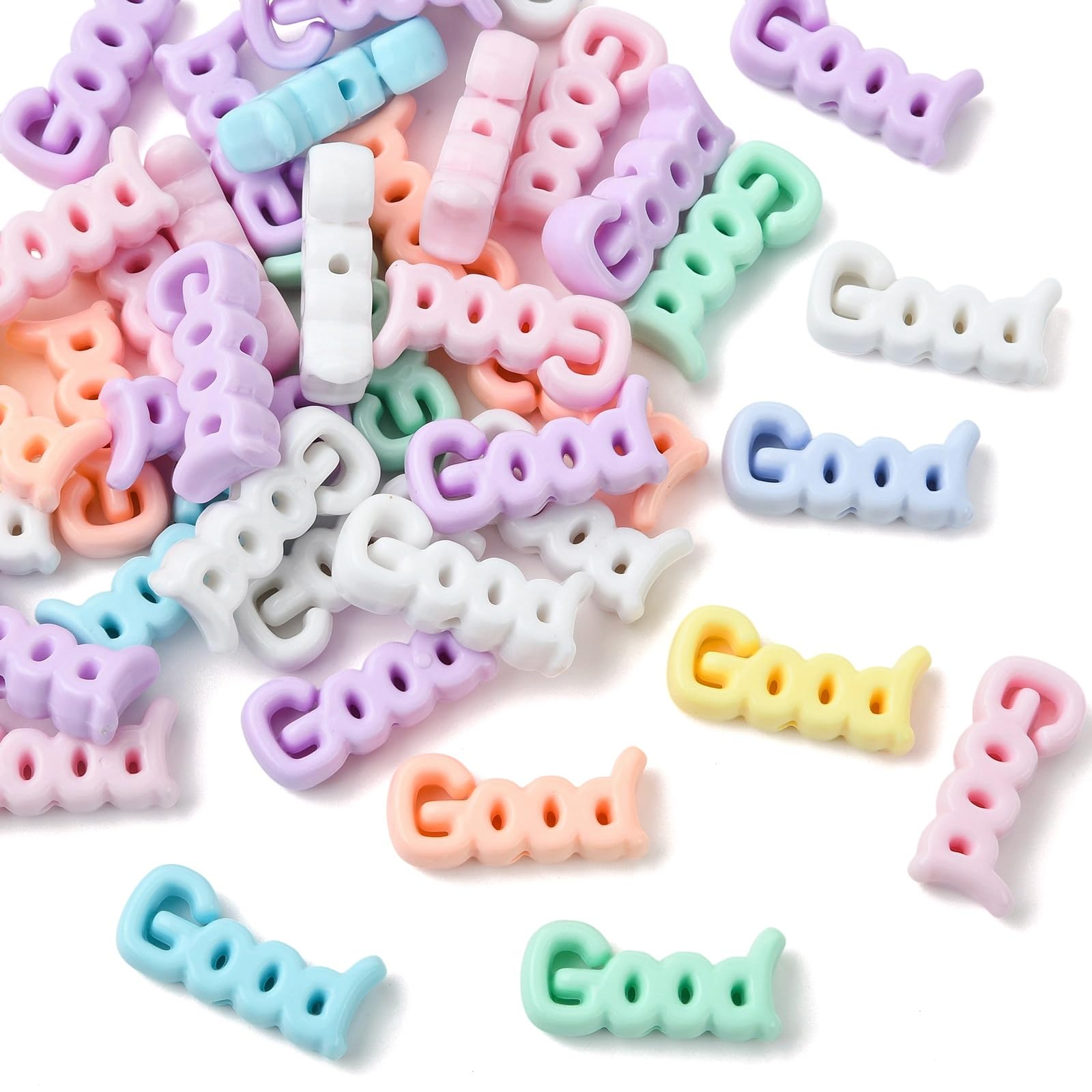 Stiesy Acrylic Words Beads 40Pcs, Mixed Color Inspiration Word Good Message Bead Spacer for DIY Jewelry Making, Craft Projects, Personalized Accessories