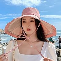 Vista 50 de Sombrero de sol de ala súper ancha para mujer, de algodón, plegable, reversible, con borde con cable, protección UV, verano, playa, viajes, jardín