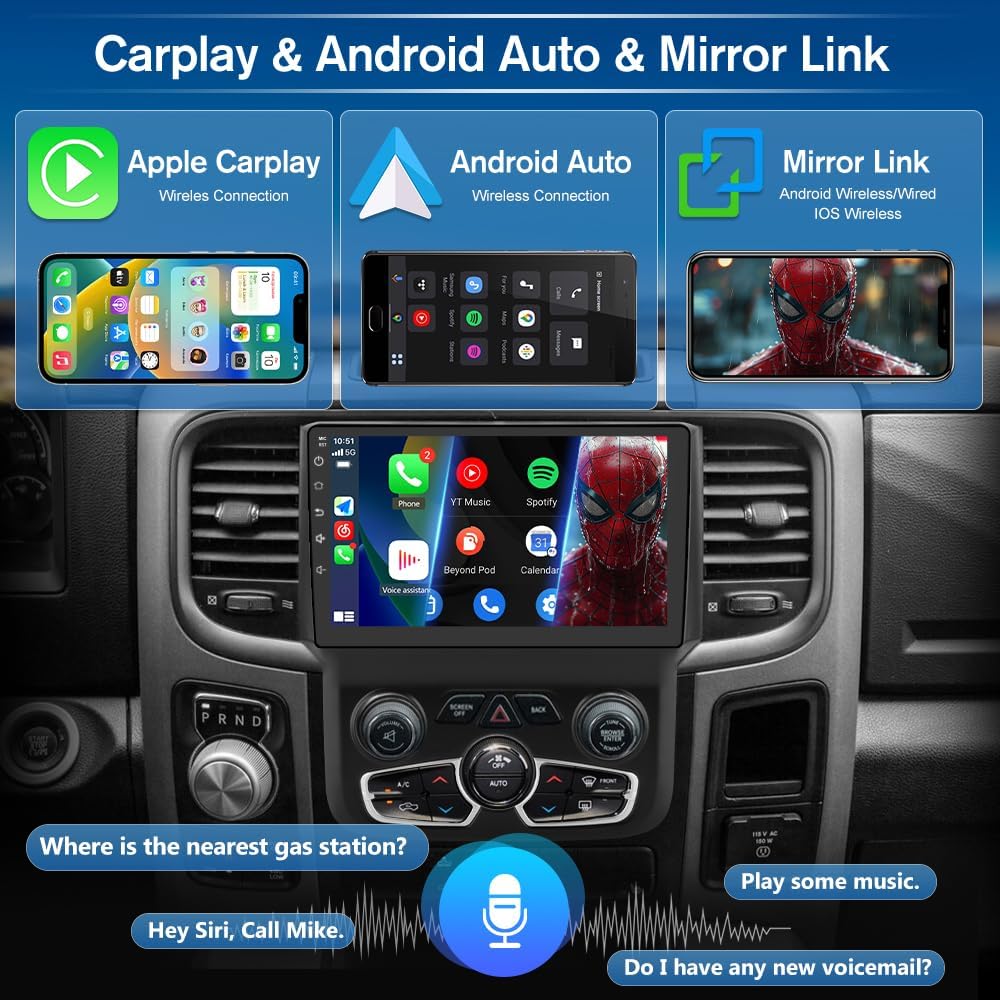 Car Radio Stereo for Dodge Ram 2013-2018 1500 2500 3500 Automatic AC 2+64G image 2
