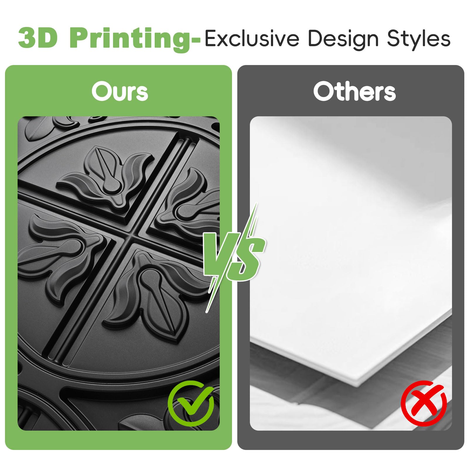 Art3d 12 (Pack Of 12) Wall Panel Traditional, Black