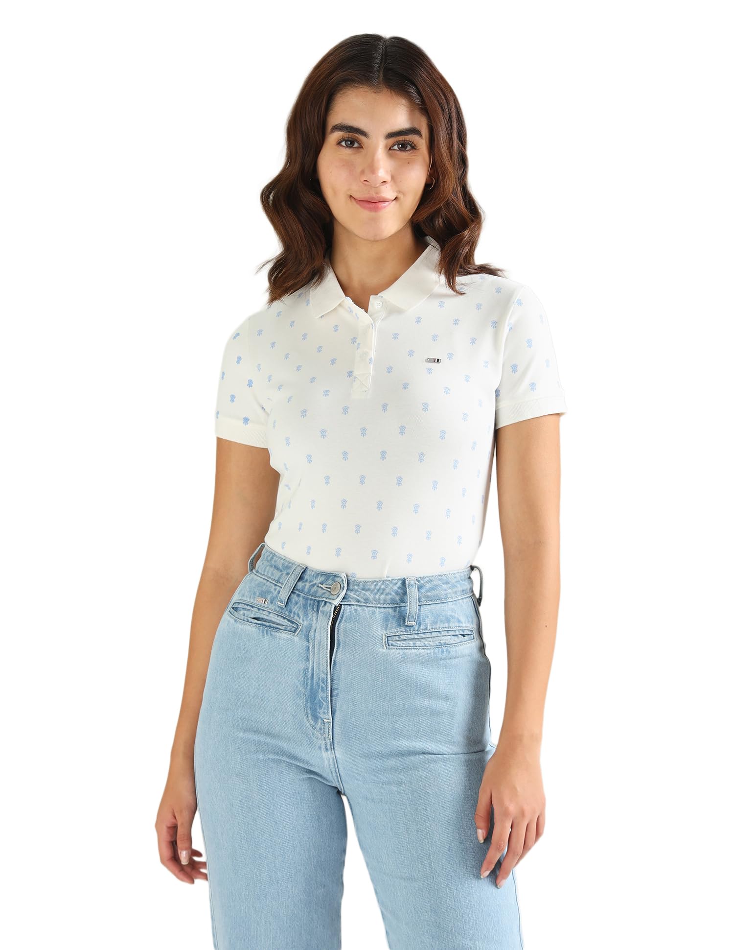 u.s. polo assn. Women's Cotton Printed Regular Fit Polo Shirt-picture-17