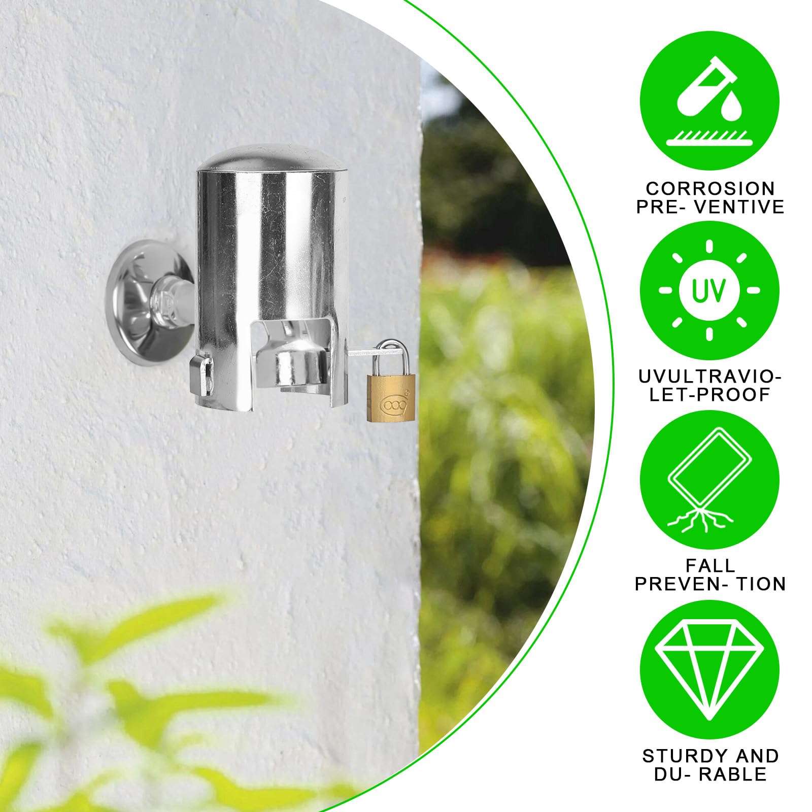 Verrou de Robinet Cadenas Robinet Exterieur Système Verrouillage Serrure Prévenir Embout Tuyau Arrosage Adaptateur Argent