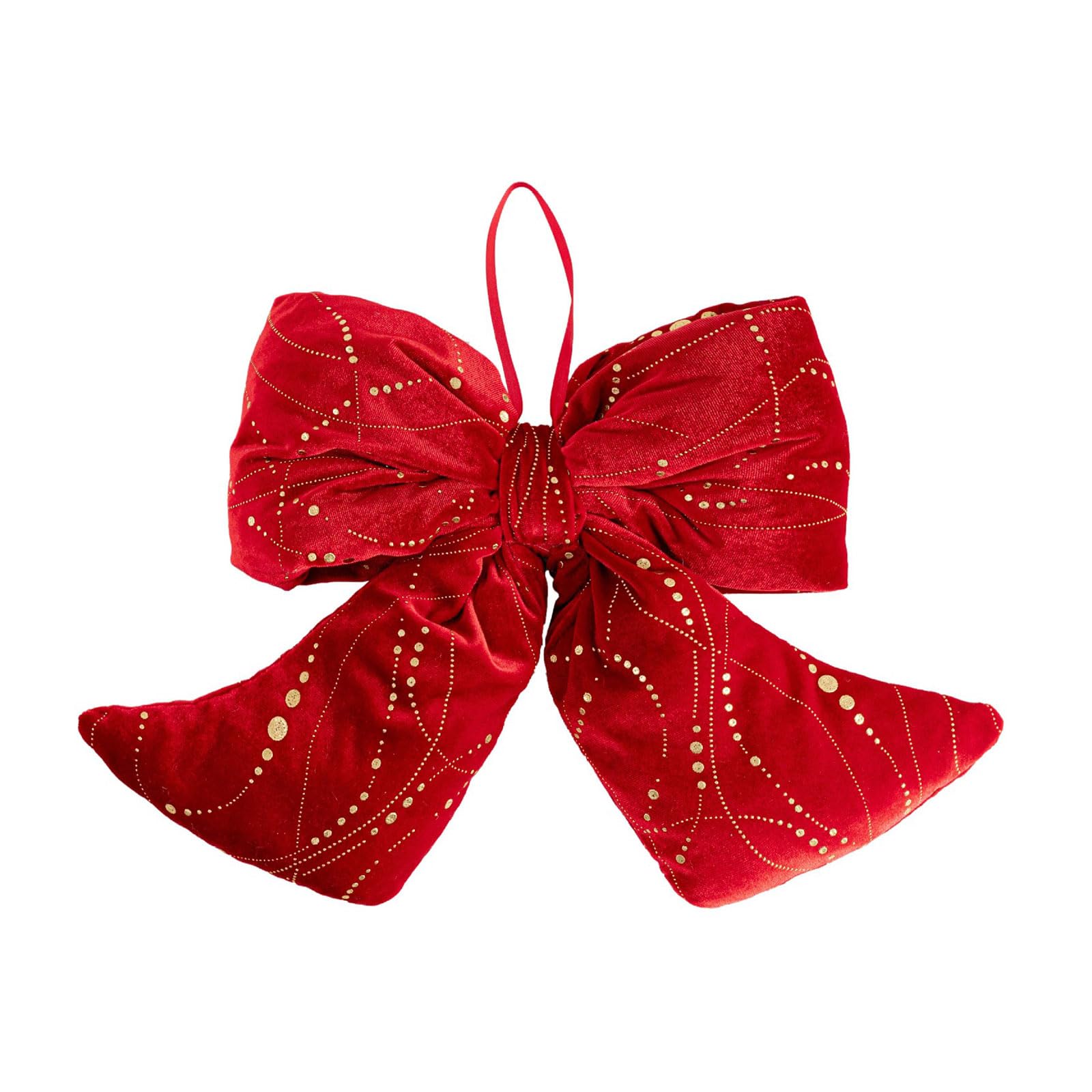 Red Foil Christmas Tree Toppers Bowknot Large Size Flocking Fabric Bows for Festival Home Decoration Large Christmas Decoration