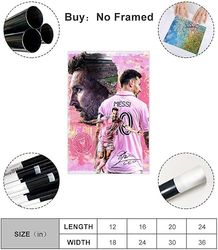 Miniatura 2 de Lionel Póster Messi 17 - Póster en lienzo para pared, decoración para el hogar, dormitorio, sala de estar, regalos, sin marco 16 x 24 pulgadas (15.7