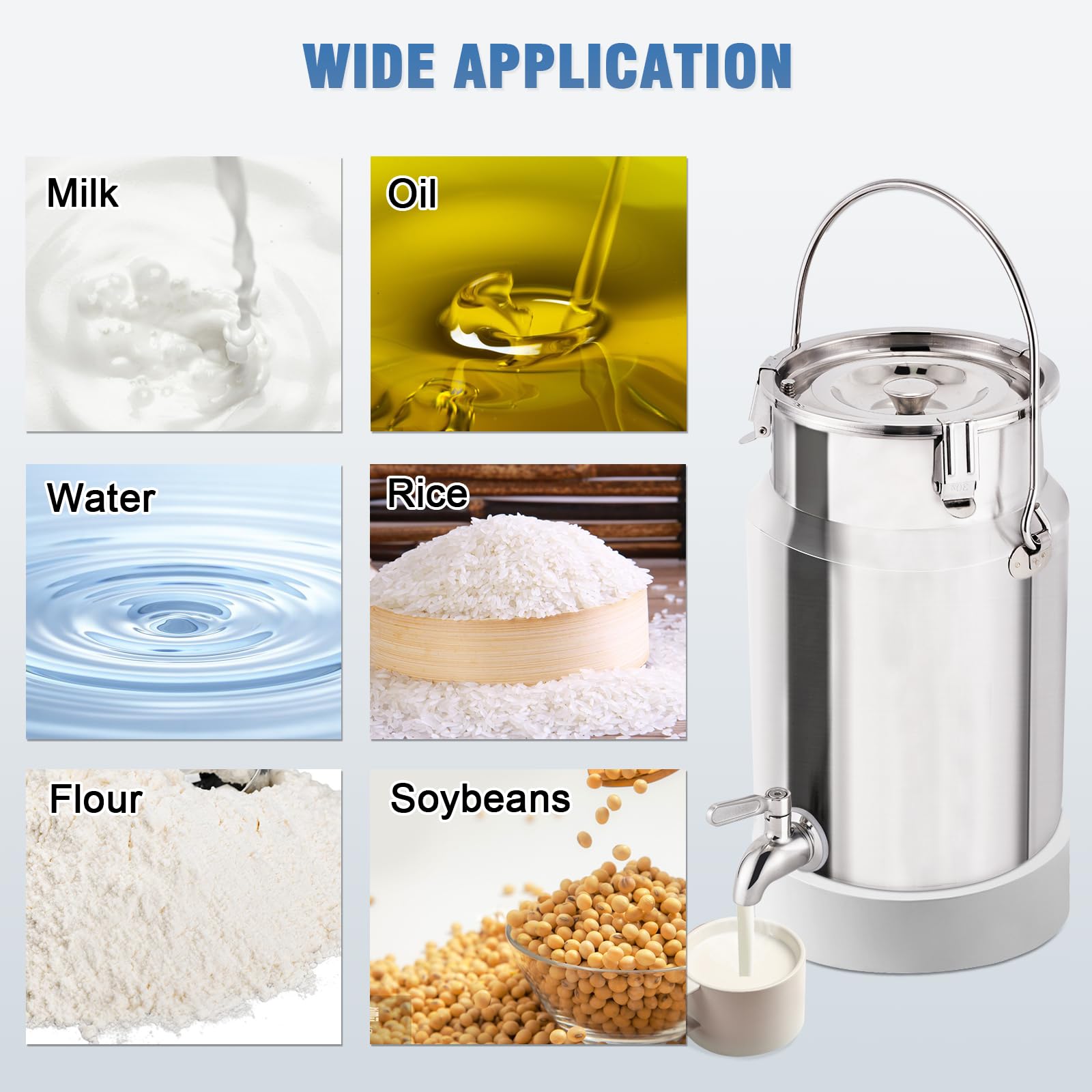 YUCHENGTECH Bidon à Lait en Acier Inoxydable 304 Seau de Transport de Lait 5L avec Couvercle et Robinet Scellés Pot à Lait Bidon à Huile/Lait Bidon à Lait Hermétique Seau à Lait en Acier Inoxydable