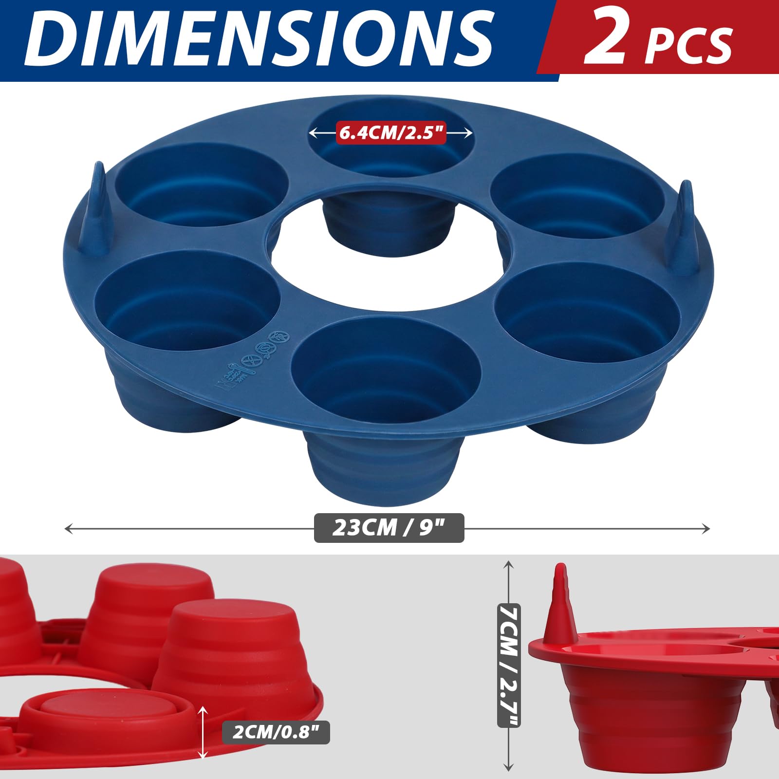 Kamehame Muffin Backform Silikon für Om-nia Muffinform Silikon 2 Stück Silikonbackform Rund Muffin Silikonform Muffinform für Campingbackofen