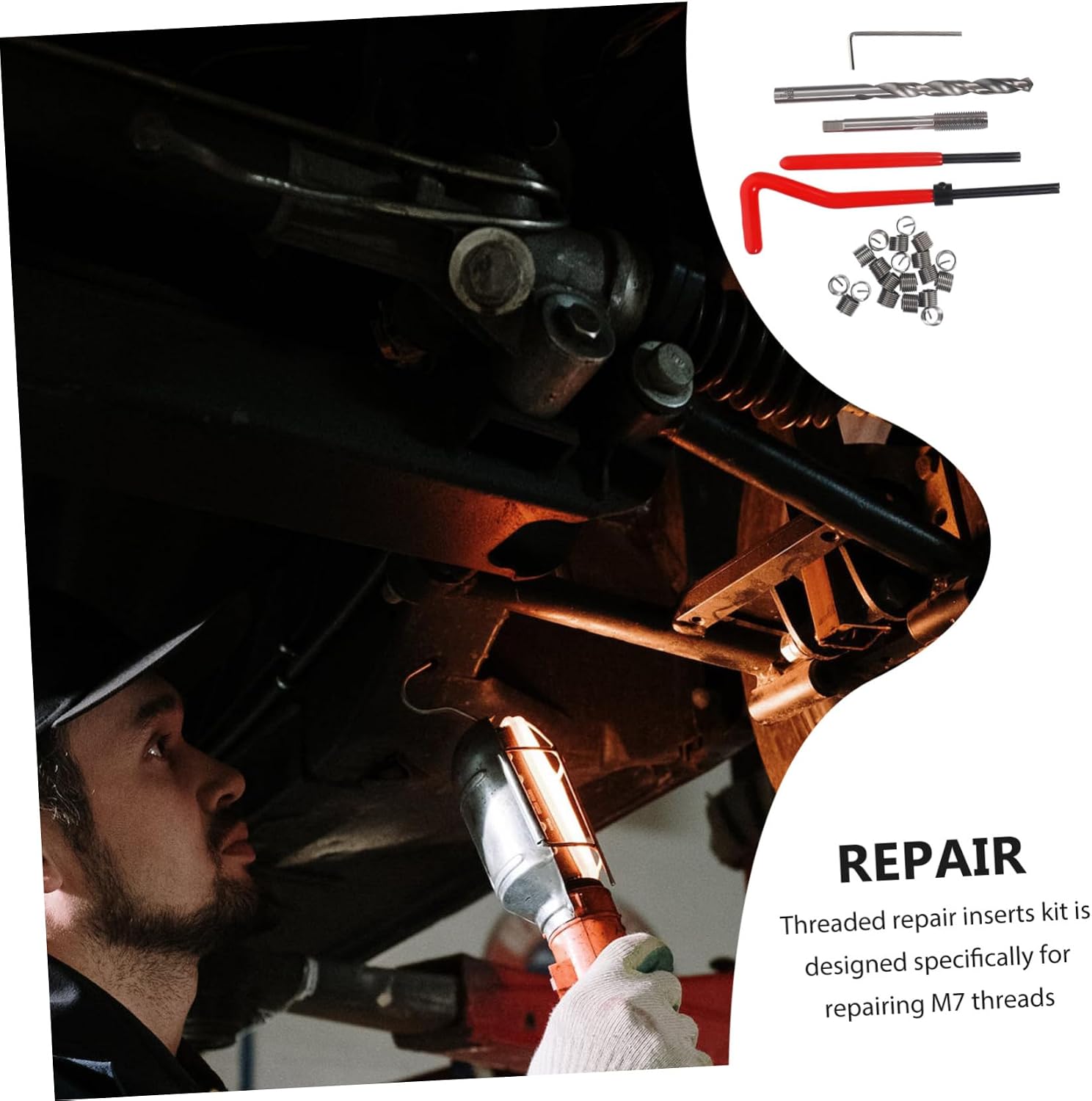 Cabilock 1Set Professional Thread Repair Kit Durable Insert for Auto DIY Repairs User Friendly Design for Efficient Thread Restoration